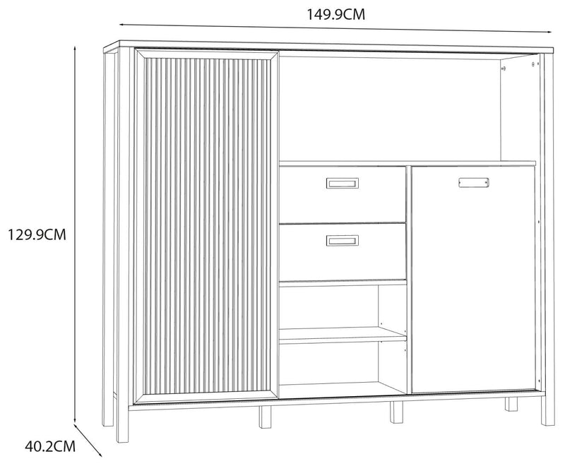 Highboard JYTANA 2 Türen in Mauvella Eiche Optik /Schwarz von Forte