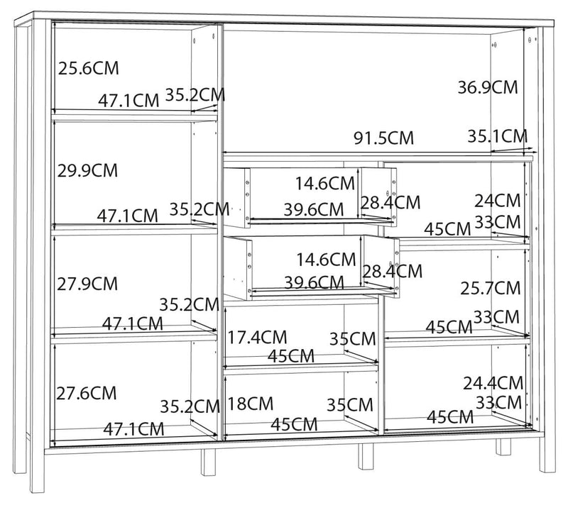 Highboard JYTANA 2 Türen in Mauvella Eiche Optik /Schwarz von Forte
