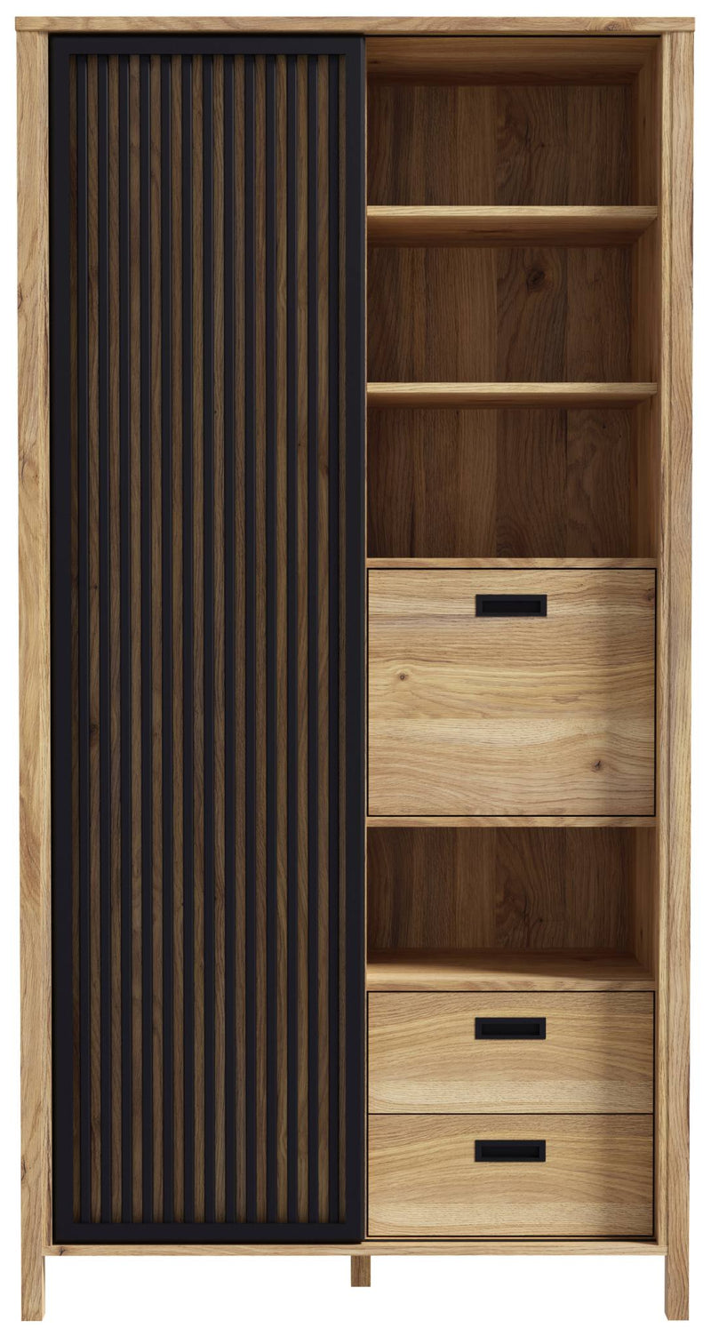 Regal Schrank JYTANA in Mauvella Eiche Optik / Schwarz von Forte