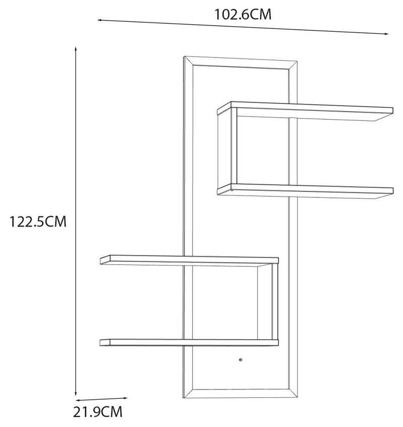 Wandboard JYTANA mit 4 Ablagen Optik Mauvella Eiche  / Schwarz