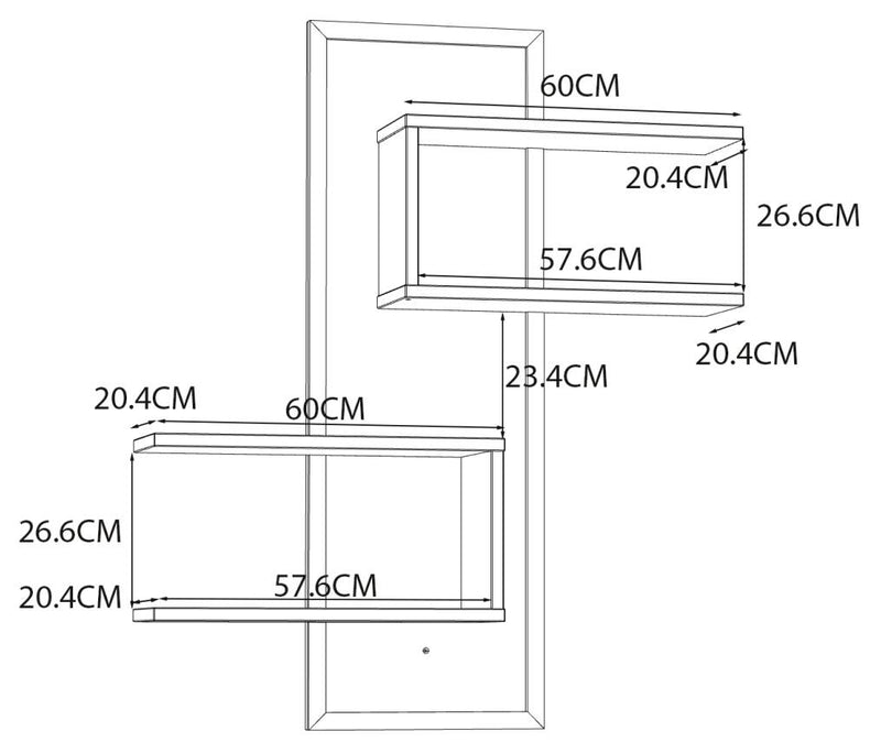 Wandboard JYTANA mit 4 Ablagen Optik Mauvella Eiche  / Schwarz