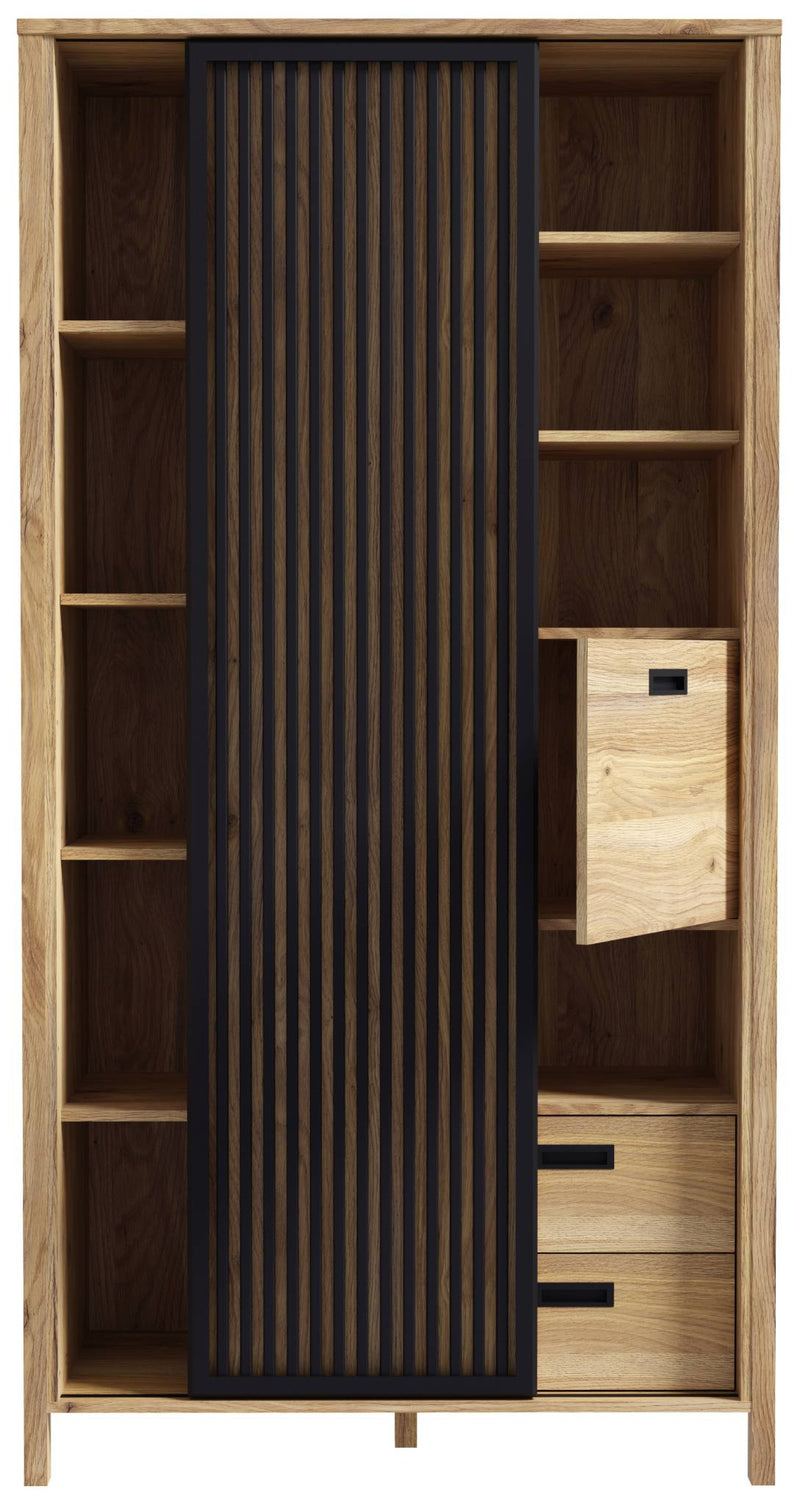 Wohnzimmer-Set JYTANA 7-tlg. in Mauvella Eiche Optik /Schwarz Forte