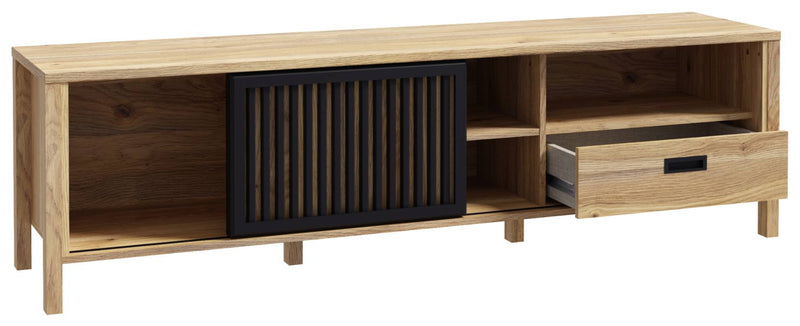 Wohnzimmer-Set JYTANA 7-tlg. in Mauvella Eiche Optik /Schwarz Forte
