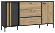 Sideboard Kommode JOAKIMIS in Schwarz / Mauvella Eiche Optik Forte