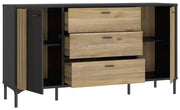 Sideboard Kommode JOAKIMIS in Schwarz / Mauvella Eiche Optik Forte