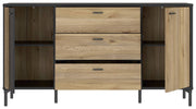 Sideboard Kommode JOAKIMIS in Schwarz / Mauvella Eiche Optik Forte