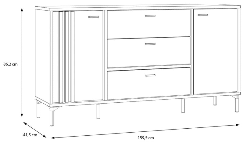 Sideboard Kommode JOAKIMIS in Schwarz / Mauvella Eiche Optik Forte