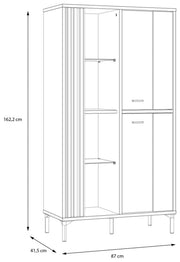 Highboard Vitrine JOAKIMIS in Schwarz / Mauvella Eiche Optik Forte
