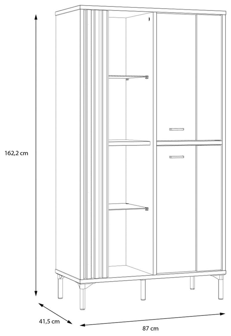 Highboard Vitrine JOAKIMIS in Schwarz / Mauvella Eiche Optik Forte