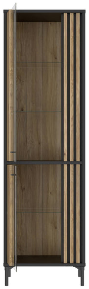 Vitrine JOAKIMIS mit 2 Türen in Schwarz / Mauvella Eiche Optik Forte