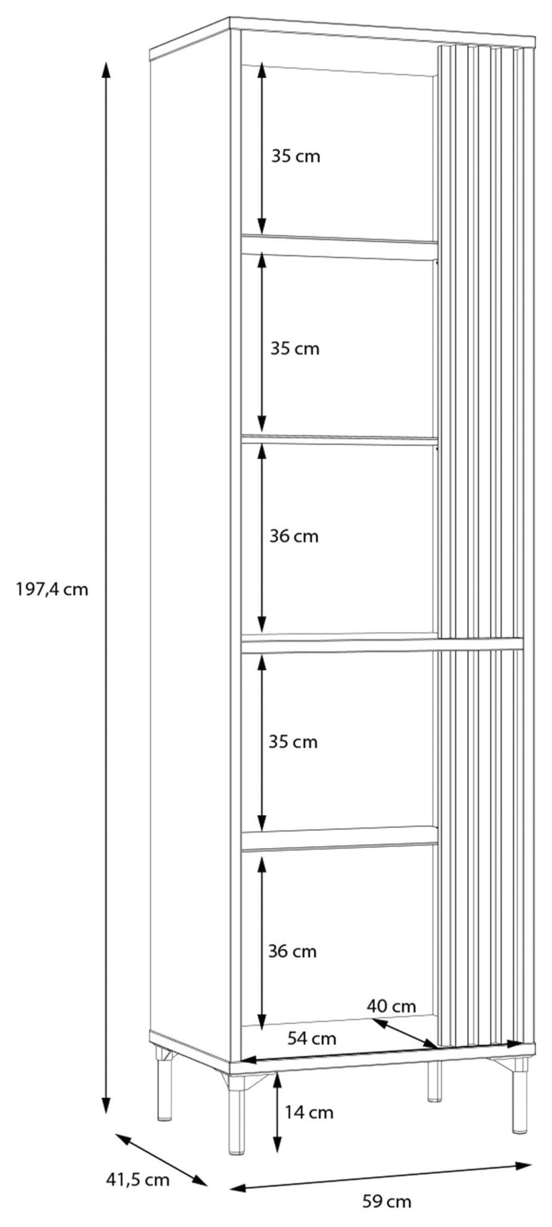 Vitrine JOAKIMIS mit 2 Türen in Schwarz / Mauvella Eiche Optik Forte