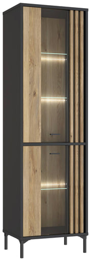Vitrine JOAKIMIS mit 2 Türen in Schwarz / Mauvella Eiche Optik Forte