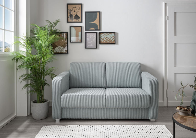Schlafsofa Funktionssofa MIA Stoff Cord mit getrennten Liegeflächen in Aqua