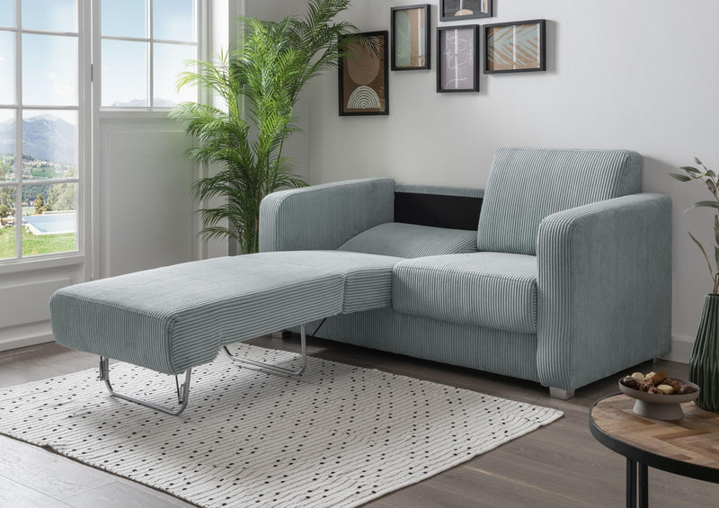 Schlafsofa Funktionssofa MIA Stoff Cord mit getrennten Liegeflächen in Aqua