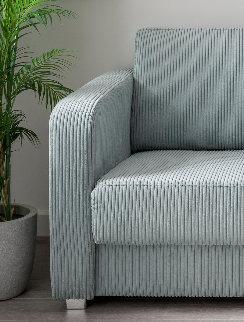 Schlafsofa Funktionssofa MIA Stoff Cord mit getrennten Liegeflächen in Aqua