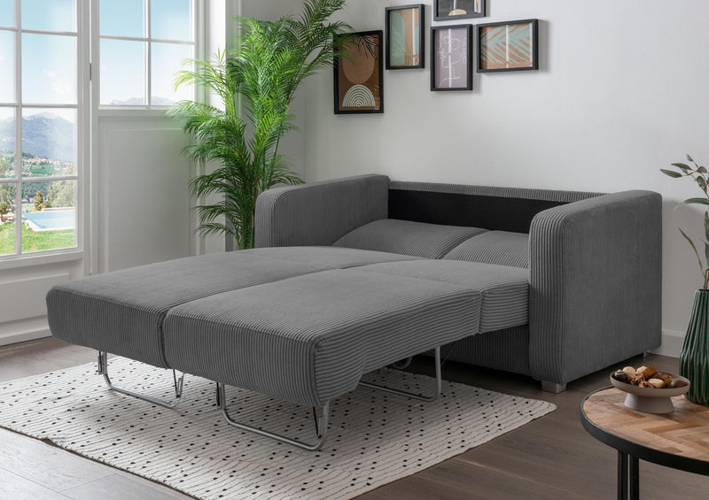 Schlafsofa Funktionssofa MIA Stoff Cord mit getrennten Liegeflächen in Dunkelgrau