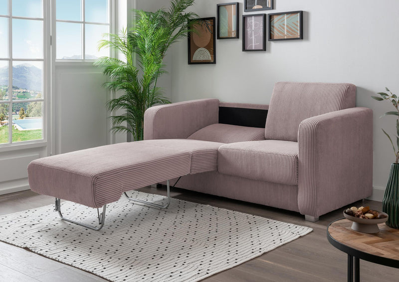 Schlafsofa Funktionssofa MIA Stoff Cord mit getrennten Liegeflächen in Rosa