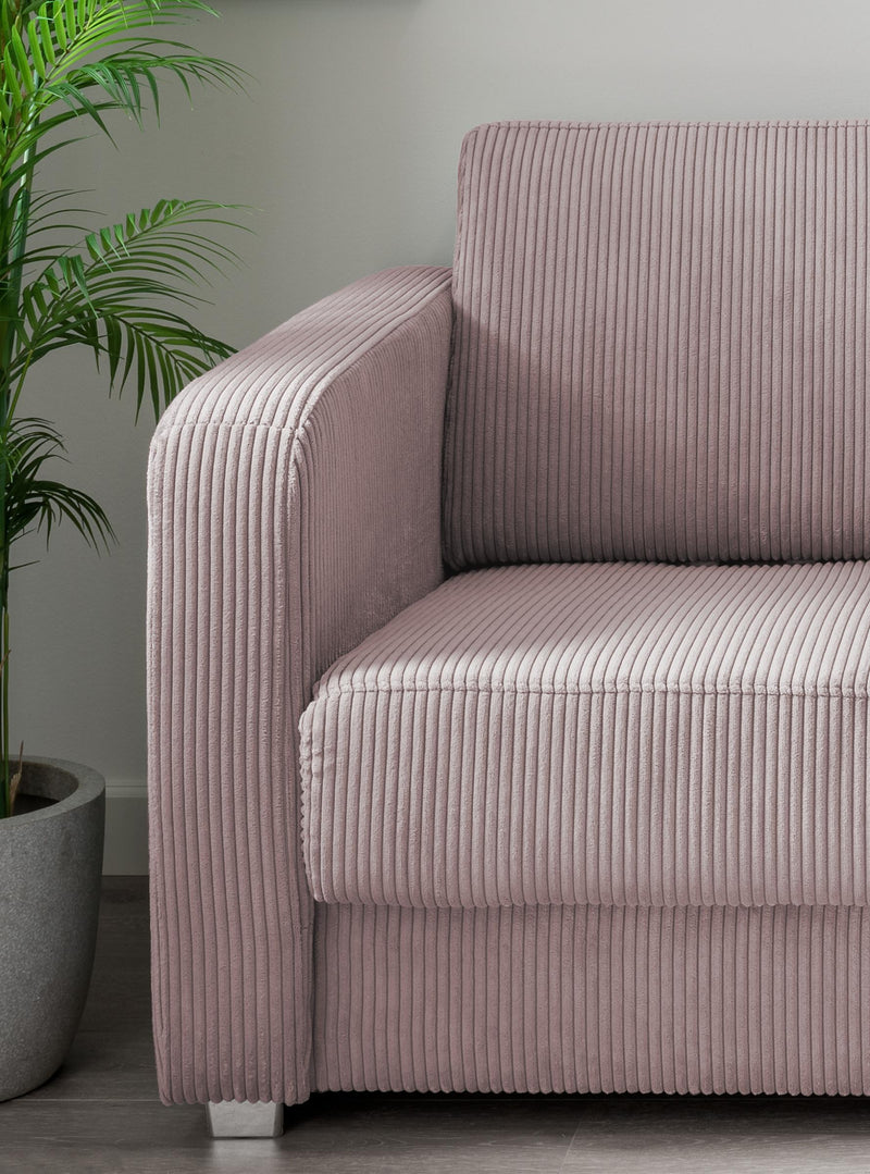 Schlafsofa Funktionssofa MIA Stoff Cord mit getrennten Liegeflächen in Rosa