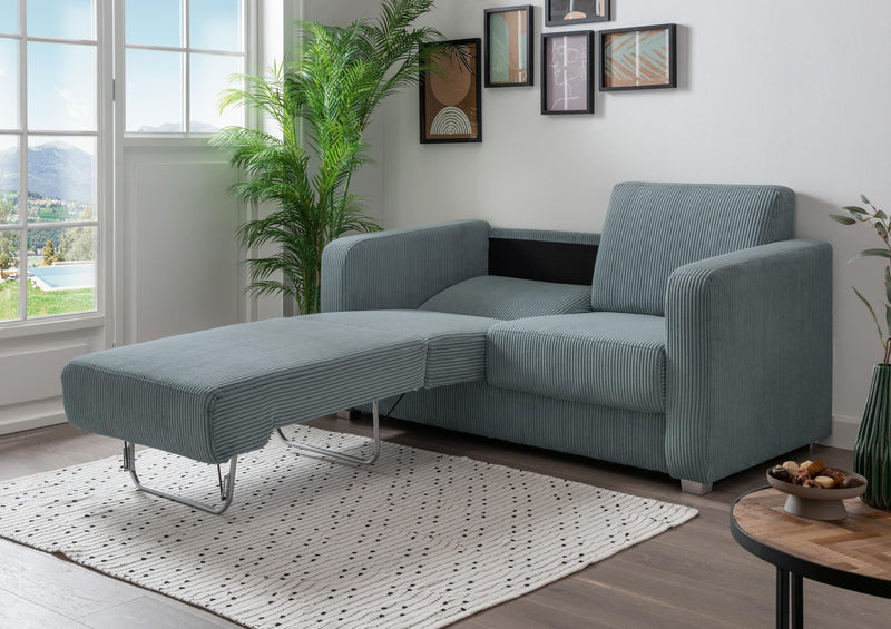 Schlafsofa Funktionssofa MIA Stoff Cord mit getrennten Liegeflächen in Blau