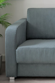 Schlafsofa Funktionssofa MIA Stoff Cord mit getrennten Liegeflächen in Blau