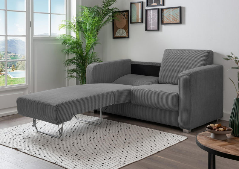 Schlafsofa Funktionssofa MIA Stoff Cord mit getrennten Liegeflächen in Dunkelgrau