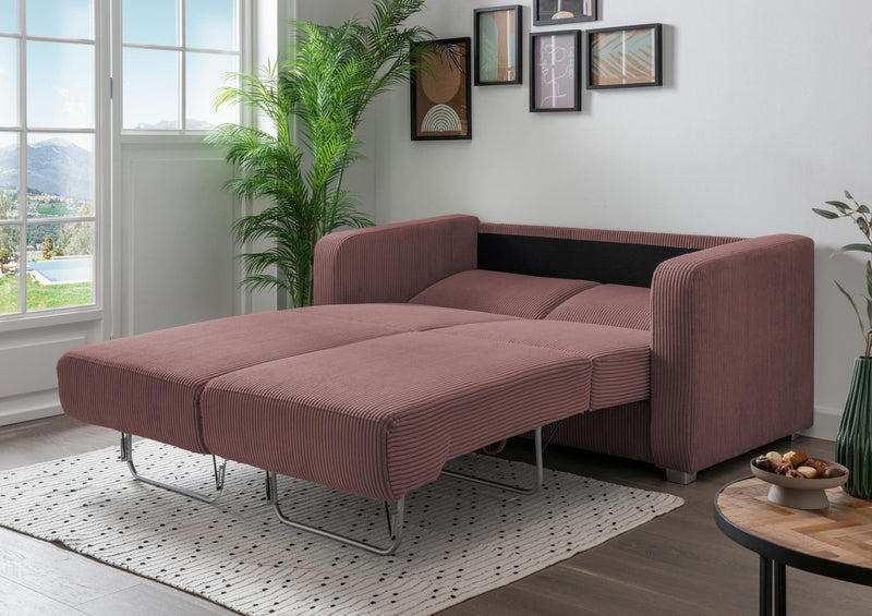 Schlafsofa Funktionssofa MIA Stoff Cord mit getrennten Liegeflächen in Rot