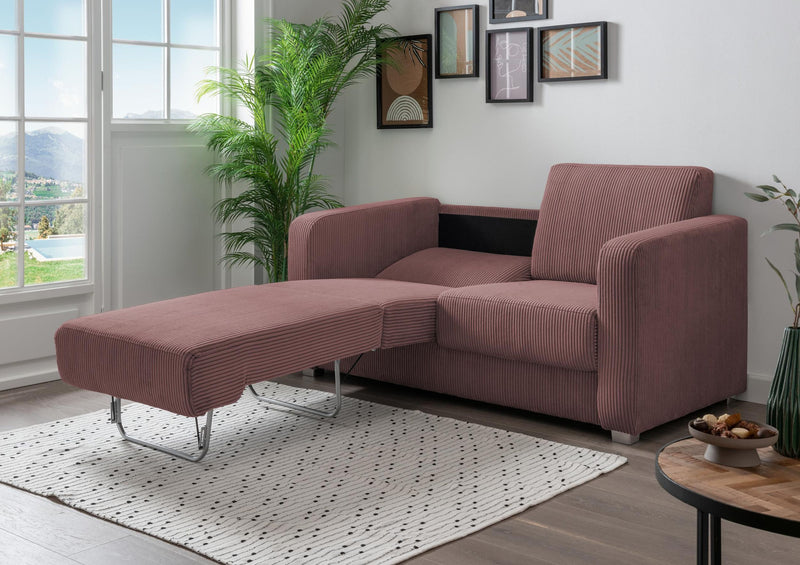 Schlafsofa Funktionssofa MIA Stoff Cord mit getrennten Liegeflächen in Rot
