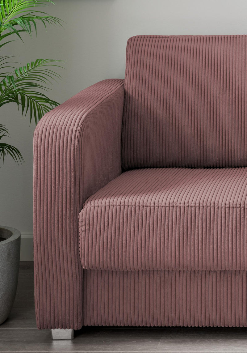 Schlafsofa Funktionssofa MIA Stoff Cord mit getrennten Liegeflächen in Rot