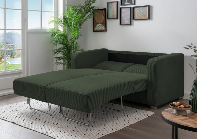 Schlafsofa Funktionssofa MIA Stoff Cord mit getrennten Liegeflächen in Grün
