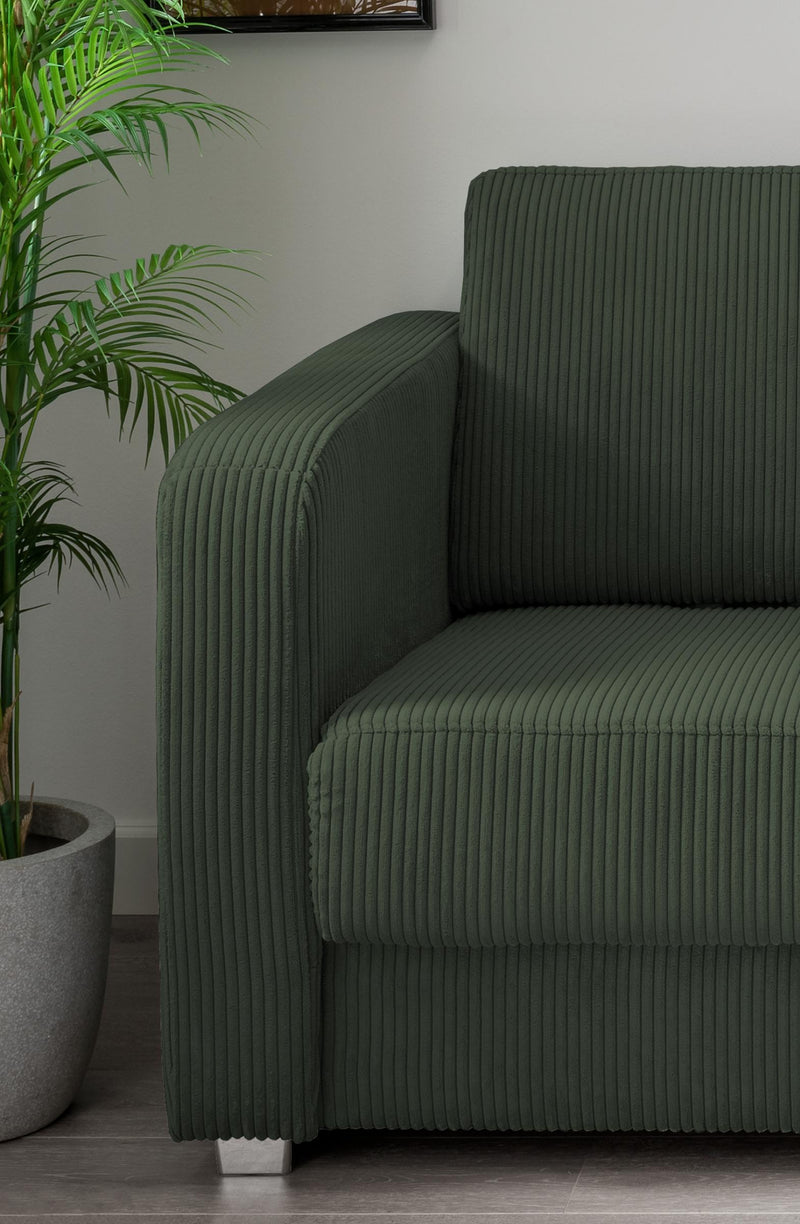 Schlafsofa Funktionssofa MIA Stoff Cord mit getrennten Liegeflächen in Grün