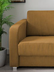 Schlafsofa Funktionssofa MIA Stoff Cord mit getrennten Liegeflächen in Senfgelb