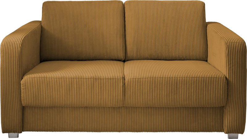 Schlafsofa Funktionssofa MIA Stoff Cord mit getrennten Liegeflächen in Senfgelb