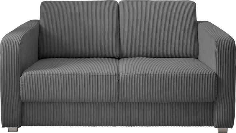 Schlafsofa Funktionssofa MIA Stoff Cord mit getrennten Liegeflächen in Dunkelgrau