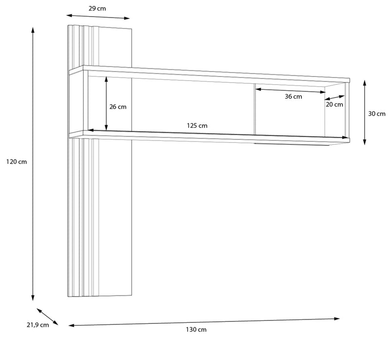 Wandboard JOAKIMIS mit 2 Ablagen Optik Mauvella Eiche  / Schwarz