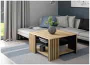 Couchtisch JOAKIMIS 80 x 80 cm Schwarz / Mauvella Eiche Optik Forte