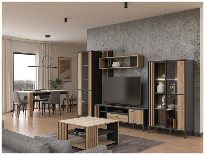 Couchtisch JOAKIMIS 80 x 80 cm Schwarz / Mauvella Eiche Optik Forte