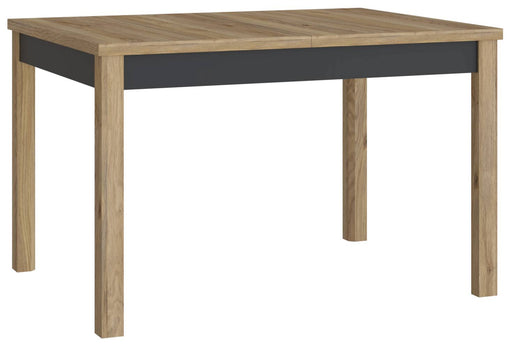 Esstisch Ausziehtisch JOAKIMIS 120-160 cm Mauvella-Eiche mit anthrazitfarbener Zarge in Gesamtansicht.
