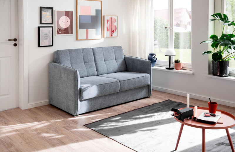 Schlafsofa MILANO Stoff Corto mit zwei Liegeflächen in Hellblau