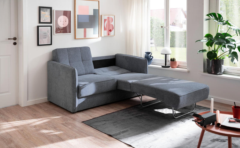 Schlafsofa MILANO Stoff Corto mit zwei Liegeflächen in Blau