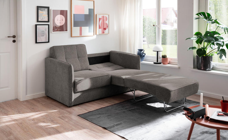 Schlafsofa MILANO Stoff Corto mit zwei Liegeflächen in Grau-Braun
