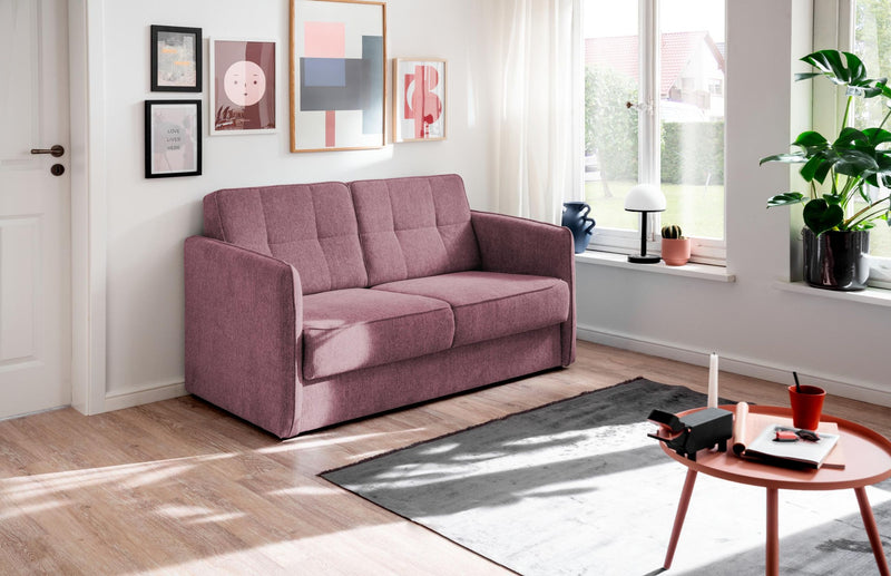 Schlafsofa MILANO Stoff Corto mit zwei Liegeflächen in Rosa