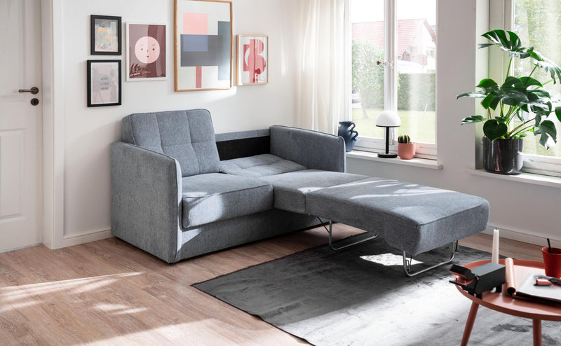 Schlafsofa MILANO Stoff Corto mit zwei Liegeflächen in Hellblau