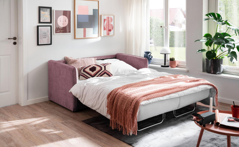 Schlafsofa MILANO Stoff Corto mit zwei Liegeflächen in Rosa