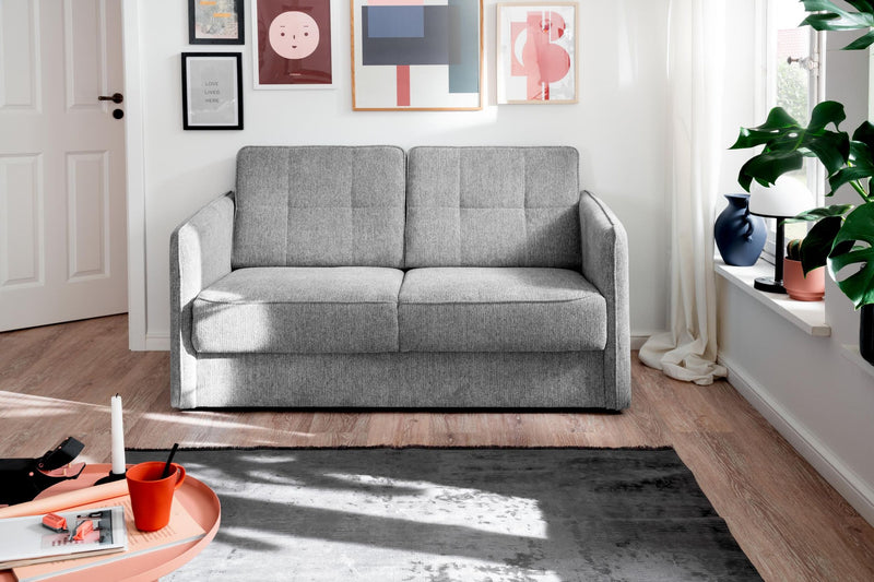 Schlafsofa MILANO Stoff Corto mit zwei Liegeflächen in Silber