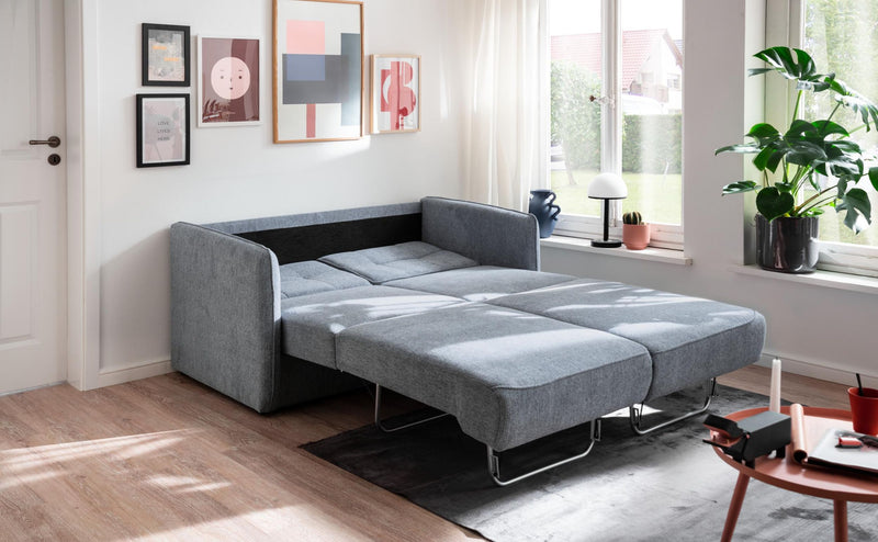 Schlafsofa MILANO Stoff Corto mit zwei Liegeflächen in Hellblau