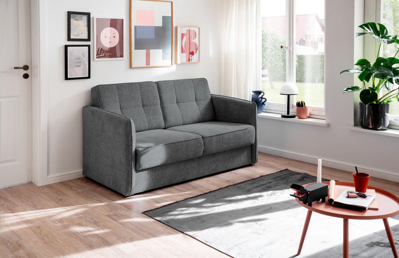 Schlafsofa MILANO Stoff Corto mit zwei Liegeflächen in Anthrazit