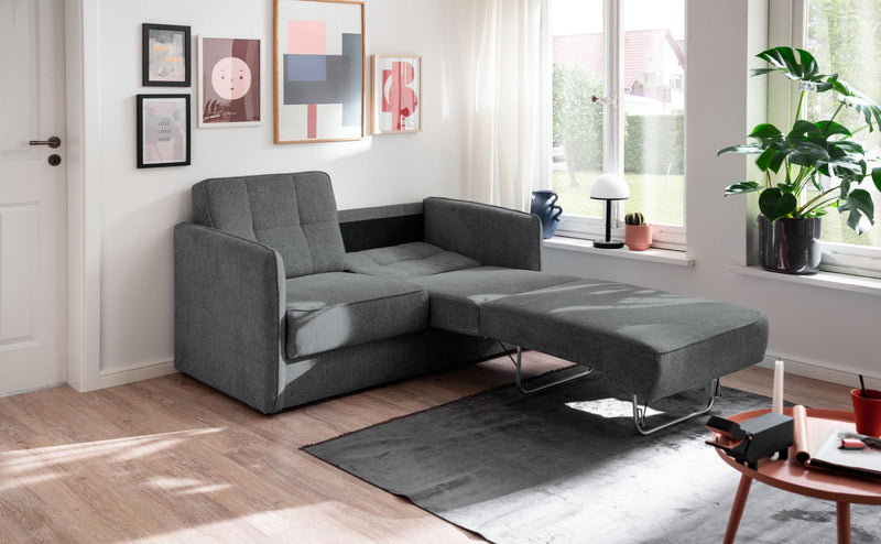 Schlafsofa MILANO Stoff Corto mit zwei Liegeflächen in Anthrazit