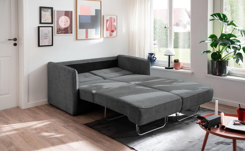 Schlafsofa MILANO Stoff Corto mit zwei Liegeflächen in Anthrazit