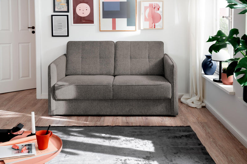Schlafsofa MILANO Stoff Corto mit zwei Liegeflächen in Grau-Braun