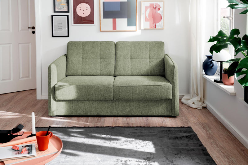 Schlafsofa MILANO Stoff Corto mit zwei Liegeflächen in Grün